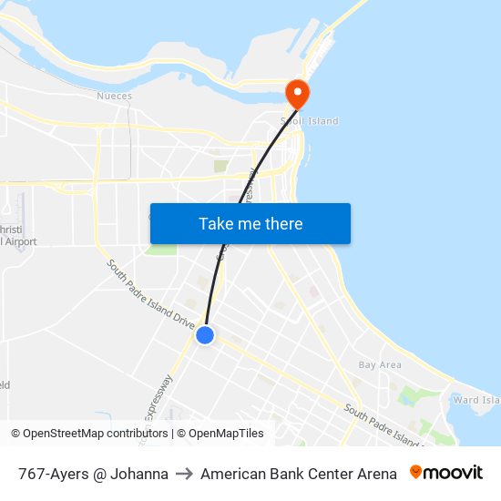 767-Ayers @ Johanna to American Bank Center Arena map