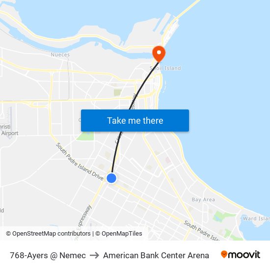 768-Ayers @ Nemec to American Bank Center Arena map