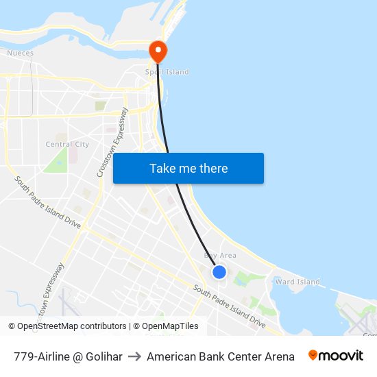 779-Airline  @  Golihar to American Bank Center Arena map