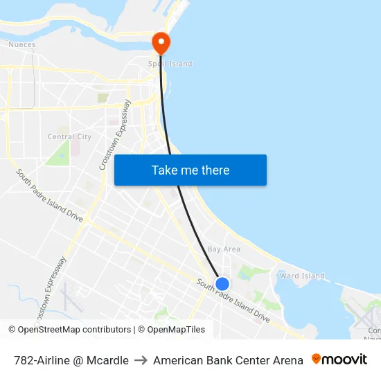 782-Airline @ Mcardle to American Bank Center Arena map