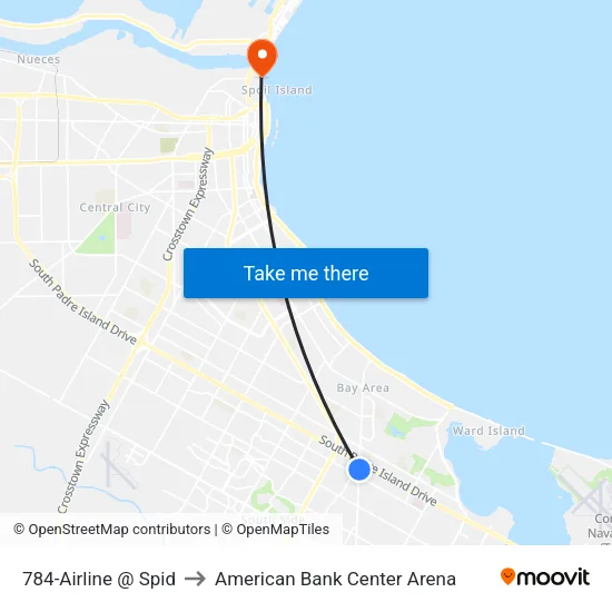 784-Airline @ Spid to American Bank Center Arena map