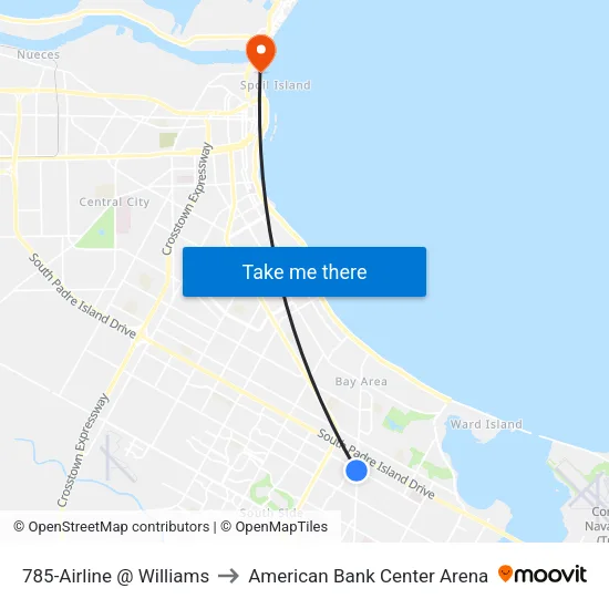 785-Airline @ Williams to American Bank Center Arena map
