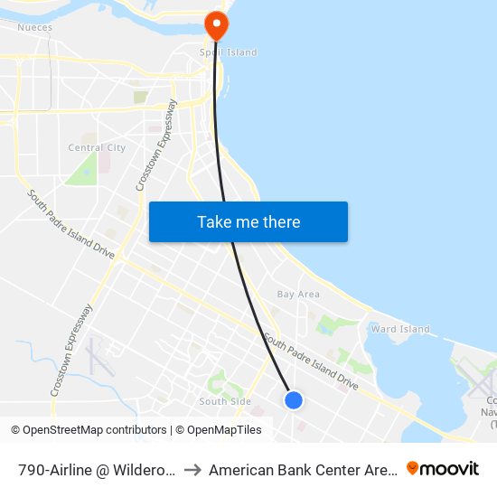 790-Airline @ Wilderock to American Bank Center Arena map