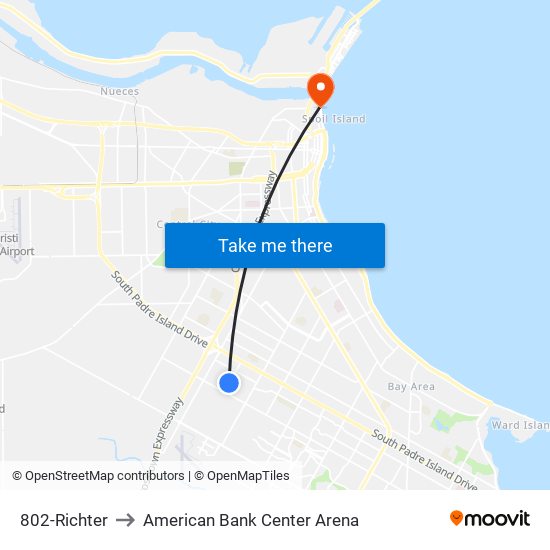 802-Richter to American Bank Center Arena map