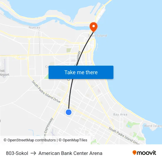 803-Sokol to American Bank Center Arena map