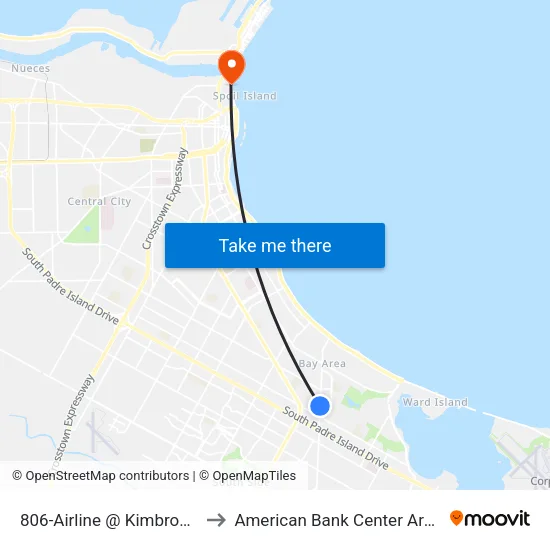 806-Airline @ Kimbrough to American Bank Center Arena map