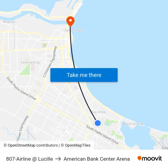 807-Airline  @  Lucille to American Bank Center Arena map