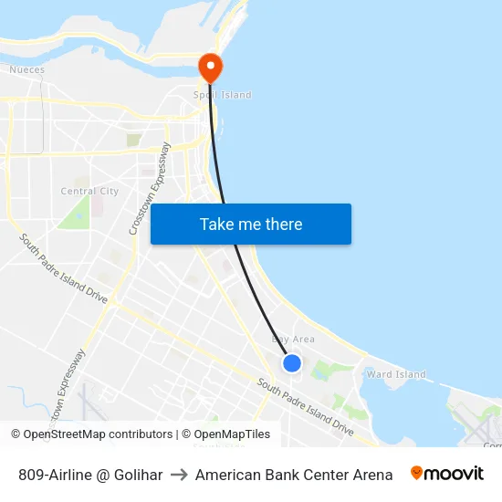 809-Airline  @  Golihar to American Bank Center Arena map