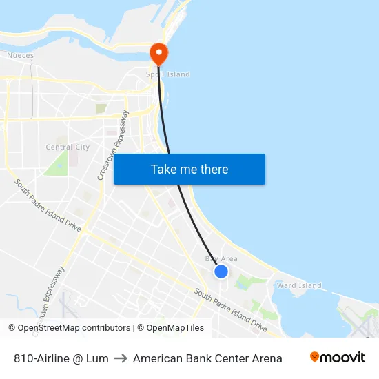 810-Airline  @  Lum to American Bank Center Arena map