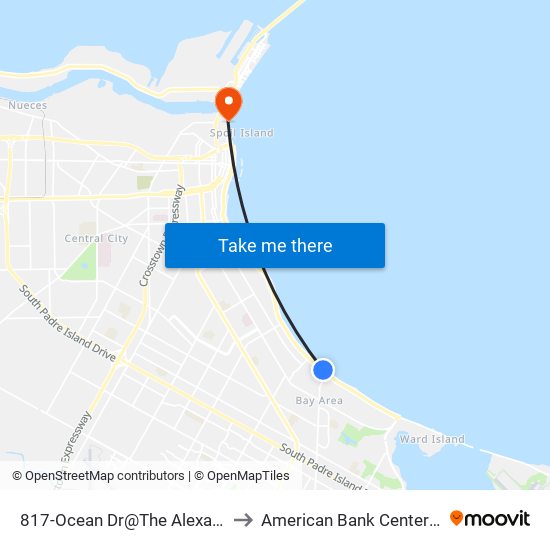 817-Ocean Dr@The Alexa Luxury to American Bank Center Arena map