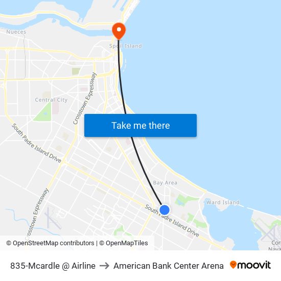 835-Mcardle  @  Airline to American Bank Center Arena map