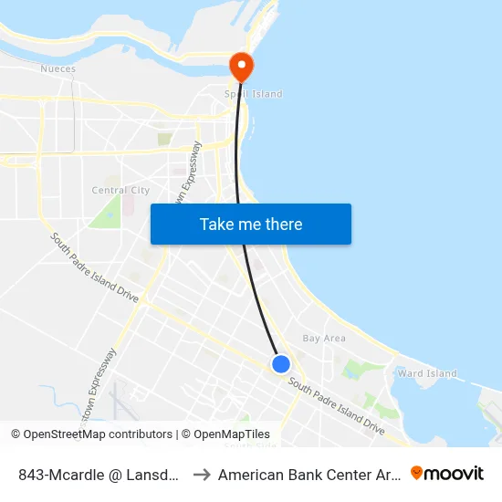 843-Mcardle @ Lansdown to American Bank Center Arena map