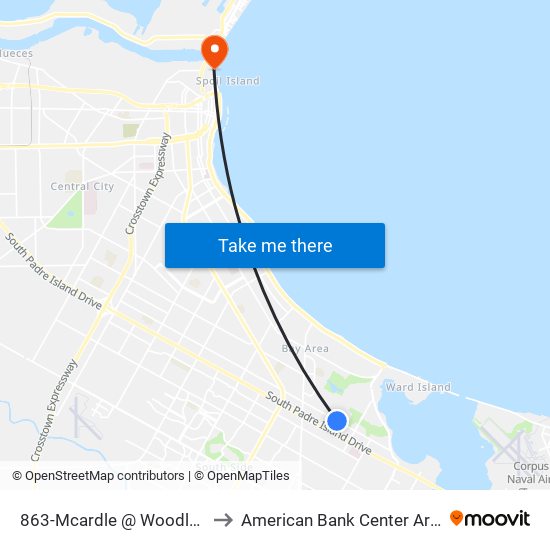 863-Mcardle  @  Woodlawn to American Bank Center Arena map