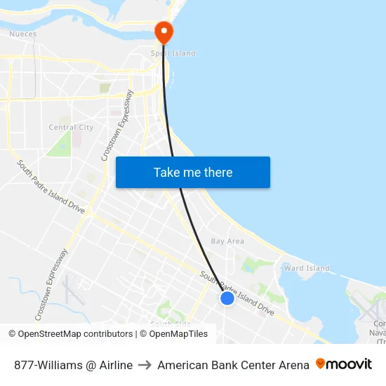 877-Williams @ Airline to American Bank Center Arena map