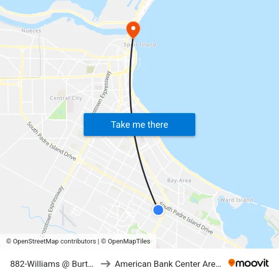 882-Williams @ Burton to American Bank Center Arena map