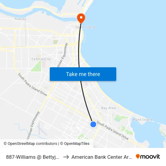 887-Williams @ Bettyjean to American Bank Center Arena map
