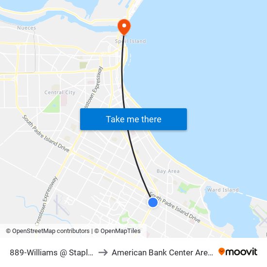 889-Williams @ Staples to American Bank Center Arena map