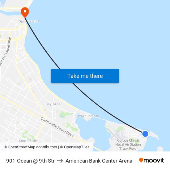 2584-Ocean @ 5th Street to American Bank Center Arena map