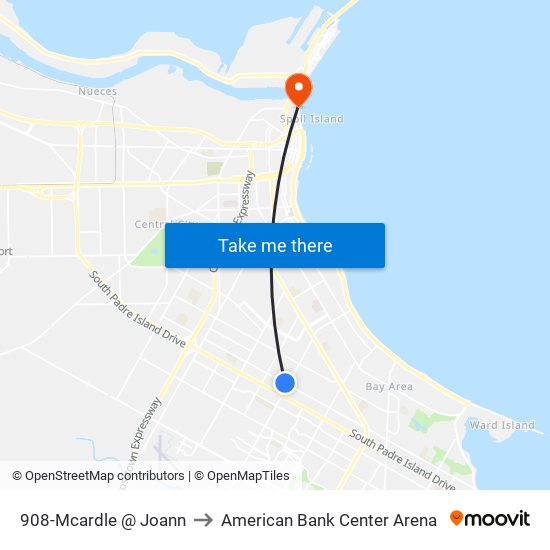 908-Mcardle @ Joann to American Bank Center Arena map