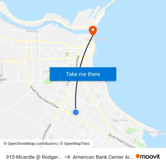 915-Mcardle @ Rodgerson to American Bank Center Arena map