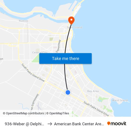 936-Weber @ Delphine to American Bank Center Arena map