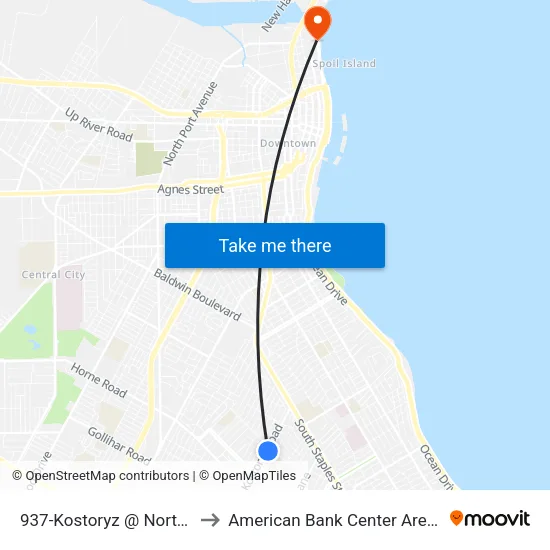 937-Kostoryz @ Norton to American Bank Center Arena map