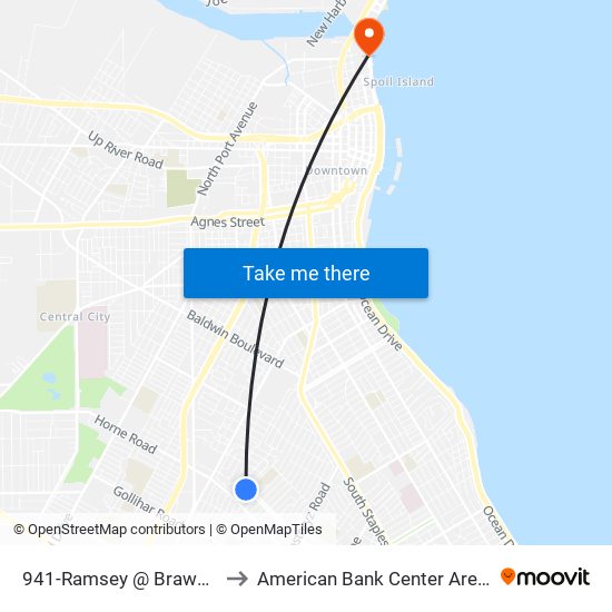 941-Ramsey @ Brawner to American Bank Center Arena map