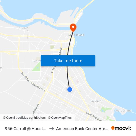 956-Carroll @ Houston to American Bank Center Arena map