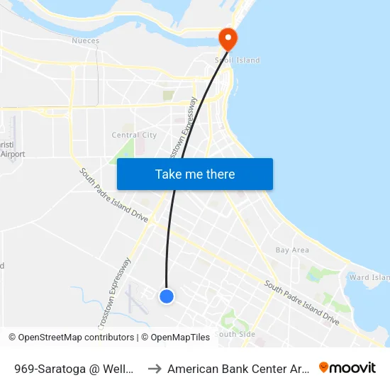 969-Saratoga @ Wellmed to American Bank Center Arena map