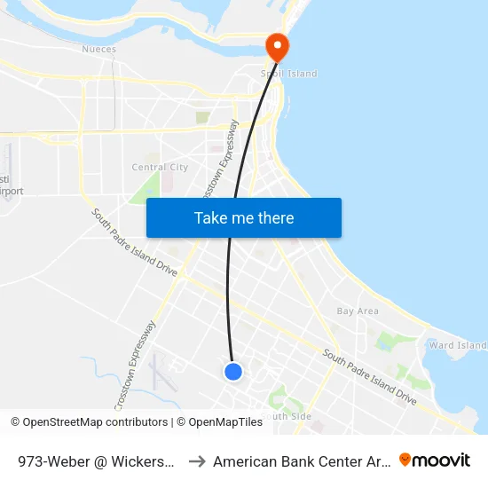 973-Weber @ Wickersham to American Bank Center Arena map