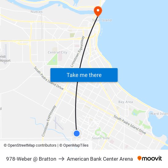 978-Weber @ Bratton to American Bank Center Arena map