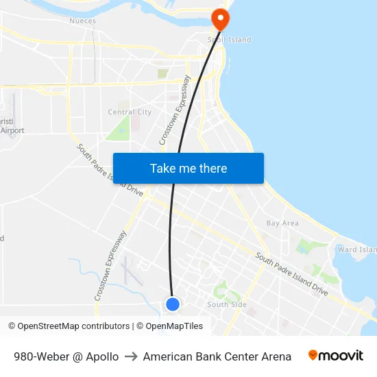 980-Weber @ Apollo to American Bank Center Arena map