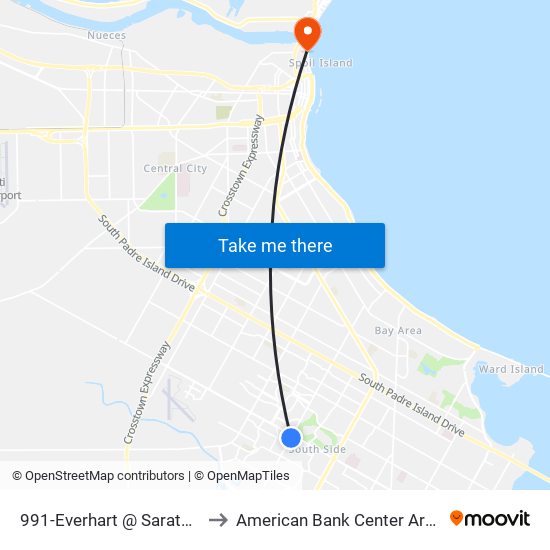 991-Everhart @ Saratoga to American Bank Center Arena map