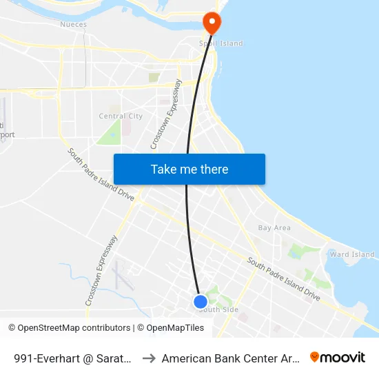 991-Everhart @ Saratoga to American Bank Center Arena map