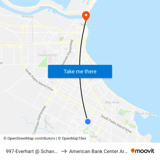997-Everhart @ Schannen to American Bank Center Arena map