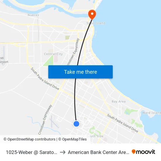 1025-Weber @ Saratoga to American Bank Center Arena map