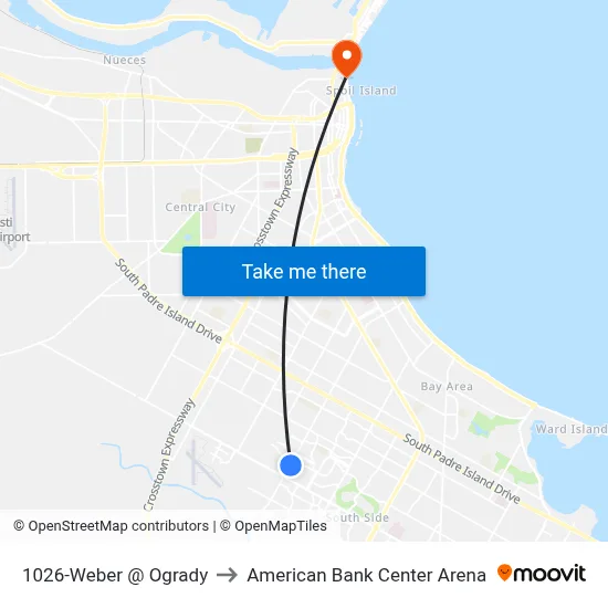 1026-Weber @ Ogrady to American Bank Center Arena map