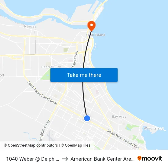 1040-Weber @ Delphine to American Bank Center Arena map