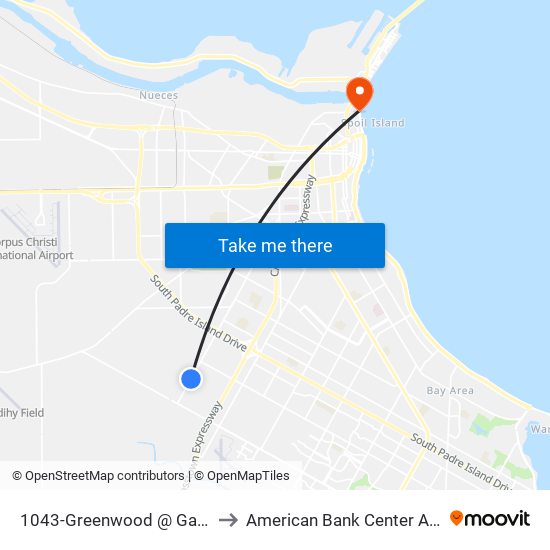 1043-Greenwood @ Gavilan to American Bank Center Arena map