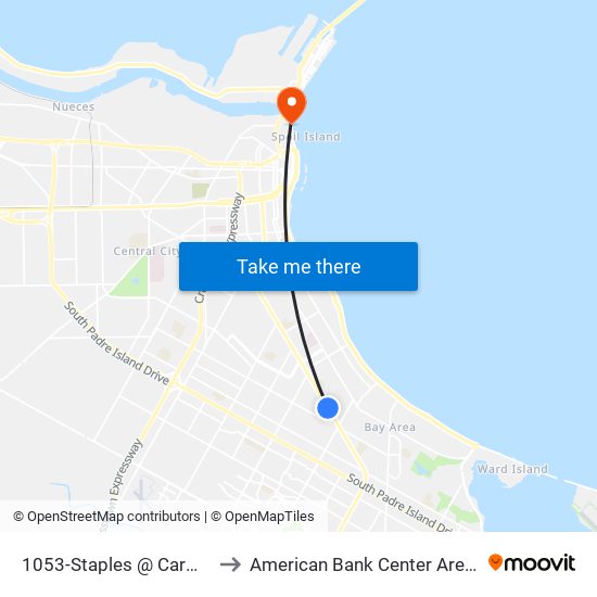 1053-Staples @ Carmel to American Bank Center Arena map