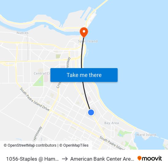 1056-Staples @ Hamlin to American Bank Center Arena map