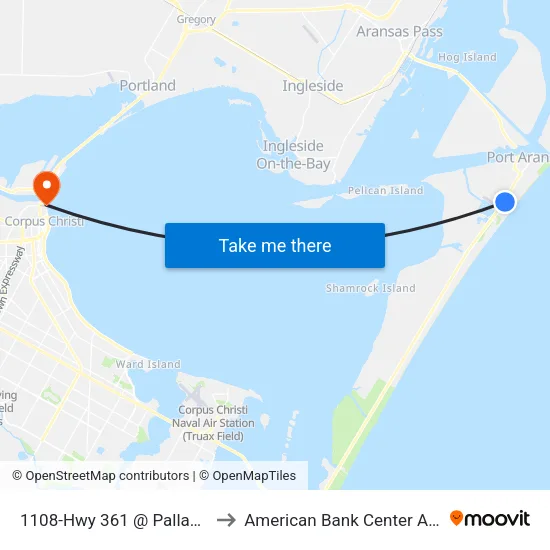1108-Hwy 361 @ Palladium to American Bank Center Arena map