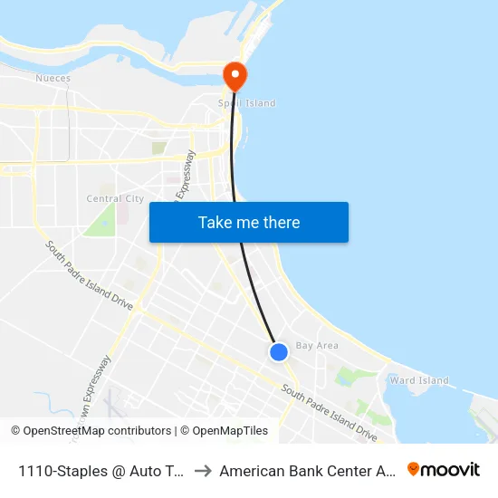 1110-Staples @ Auto Town to American Bank Center Arena map