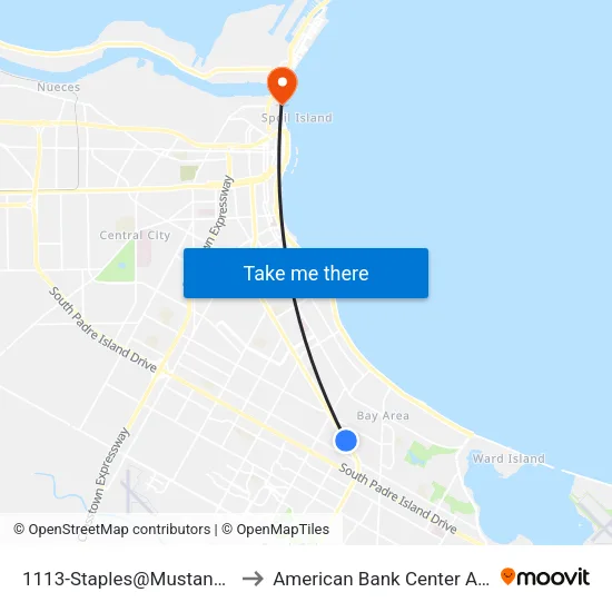 1113-Staples@Mustangtrail to American Bank Center Arena map