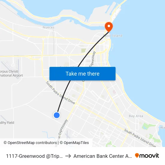 1117-Greenwood @Triplecr. to American Bank Center Arena map