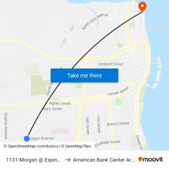 1131-Morgan @ Espinosa to American Bank Center Arena map