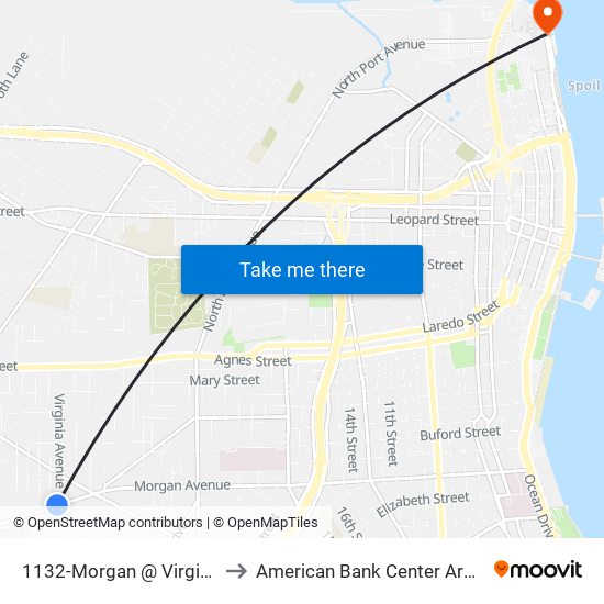 1132-Morgan @ Virginia to American Bank Center Arena map