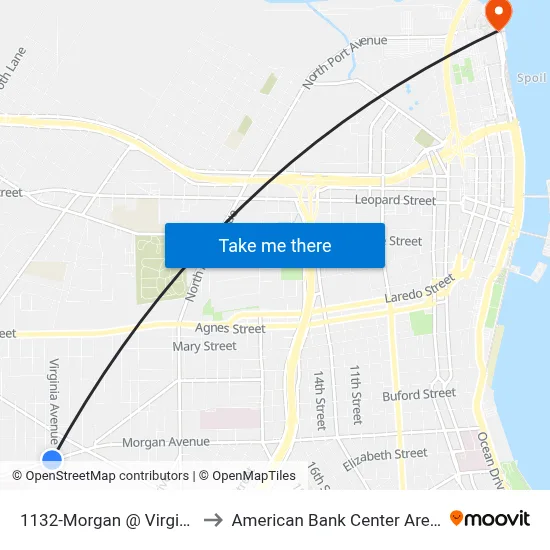 1132-Morgan @ Virginia to American Bank Center Arena map