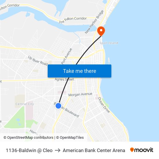 1136-Baldwin @ Cleo to American Bank Center Arena map