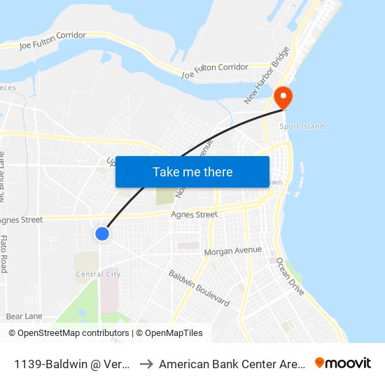 1139-Baldwin @ Verac to American Bank Center Arena map